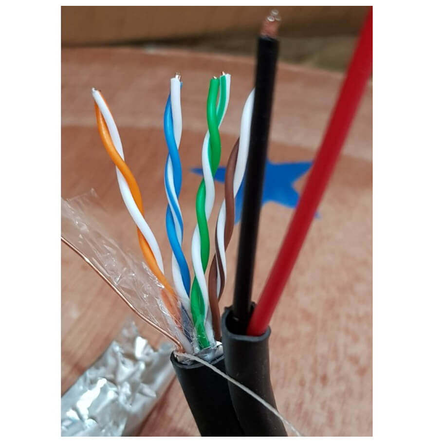 Cáp mạng HDPRO Cat5e FTP + 2C CCA (Trong nhà, vỏ mềm)